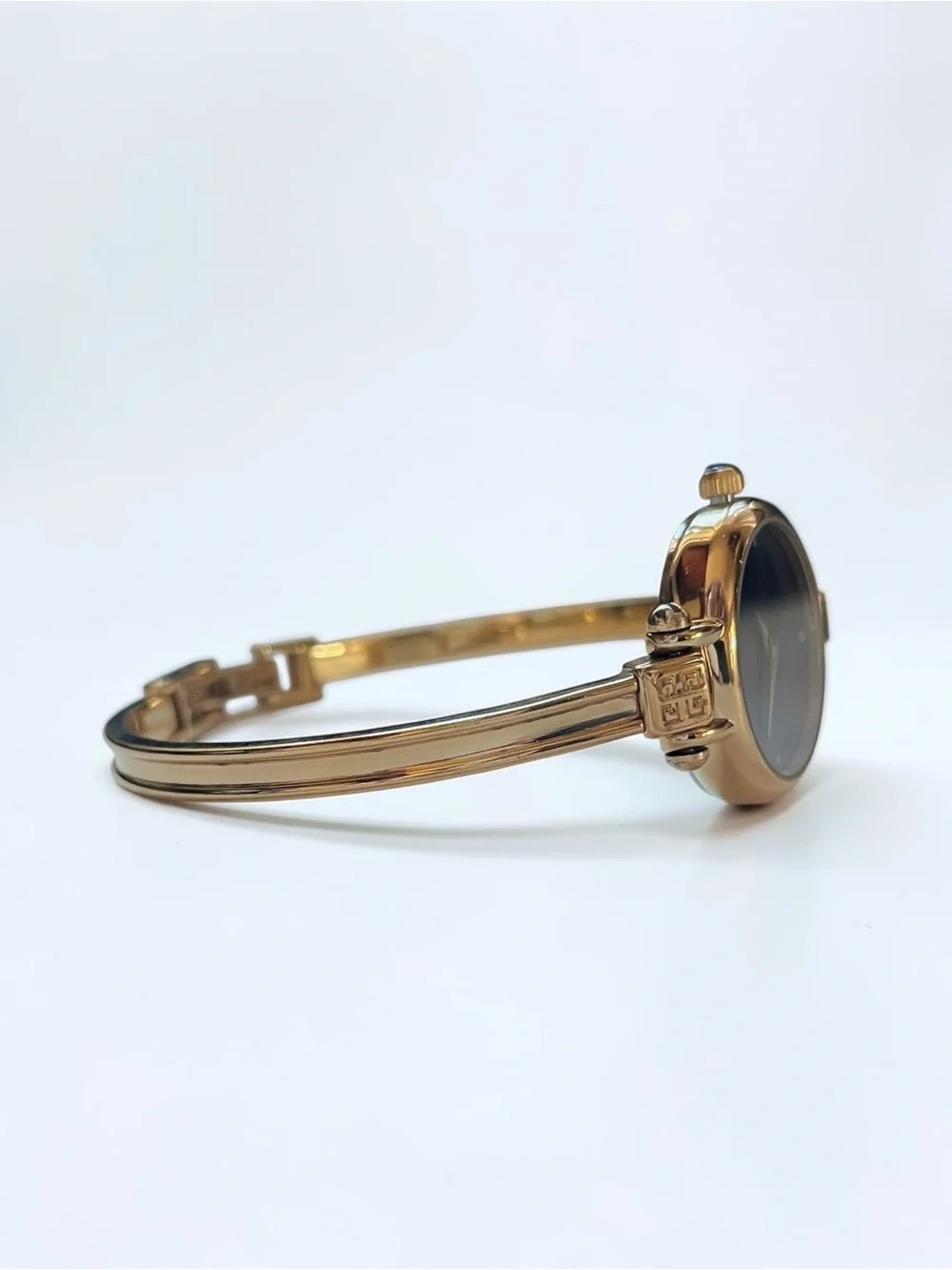 Vintage Givenchy Bangle Watch Gold Plated, Blue Dial